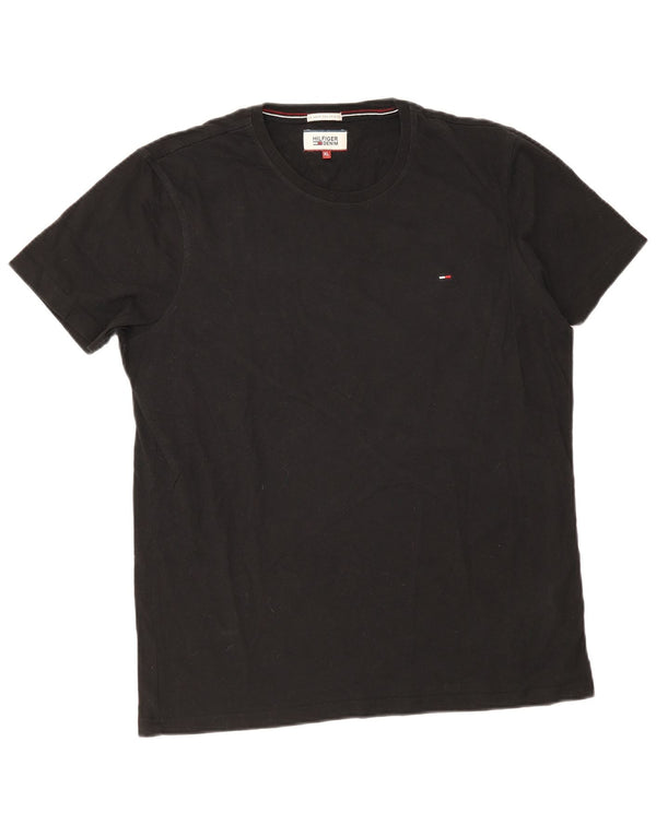 Tommy Hilfiger Herre T-Shirt Top XL Sort Bomuld