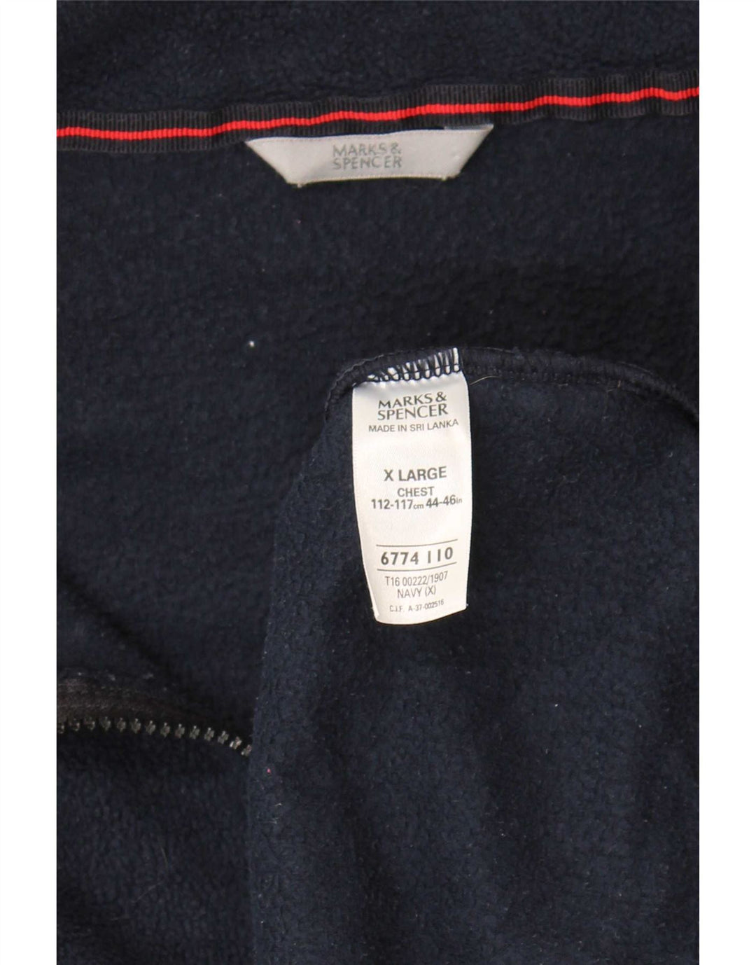 Marks & Spencer Herre Fleecejakke UK 42 XL Navy Blue Polyester