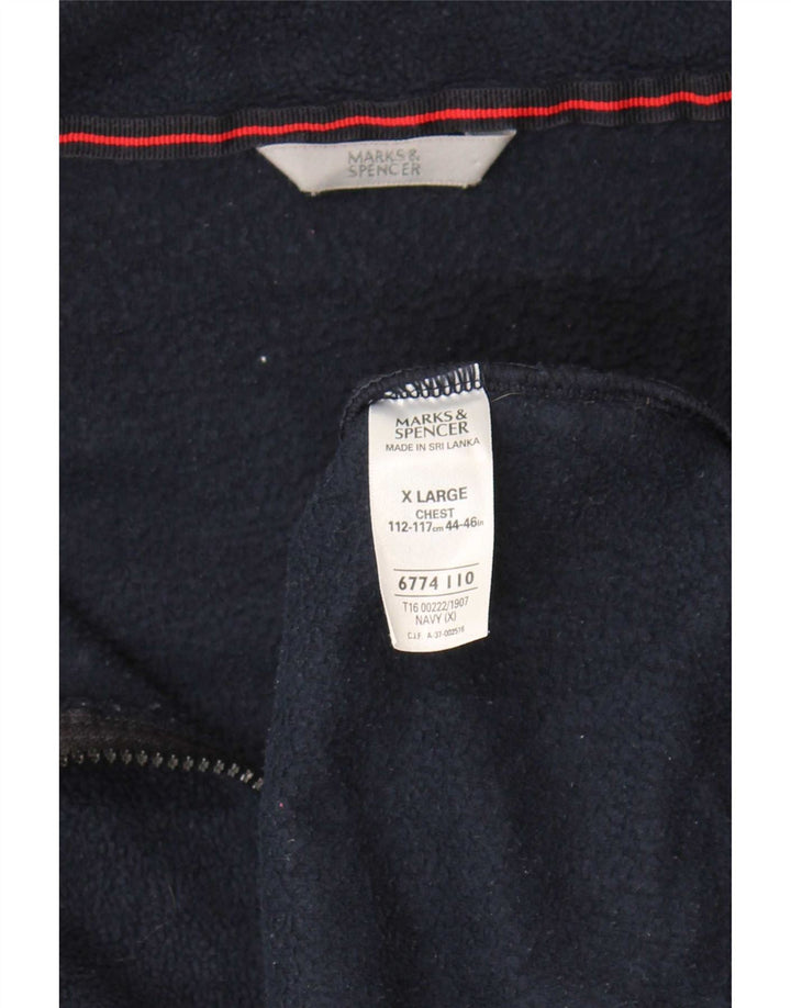 Marks & Spencer Herre Fleecejakke UK 42 XL Navy Blue Polyester