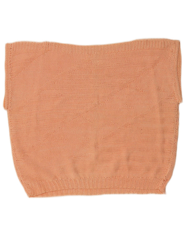 VINTAGE Dame Oversized Crop Vest Tank Top UK 14 Medium Orange