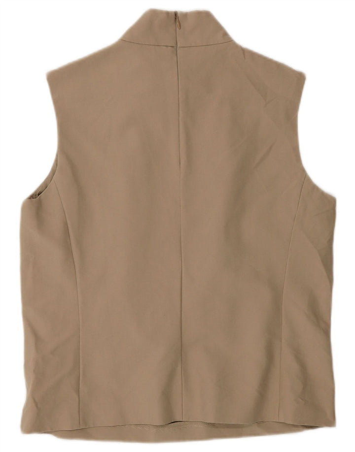 Max Mara Dame ærmeløs bluse Top UK 10 Small Beige Bomuld
