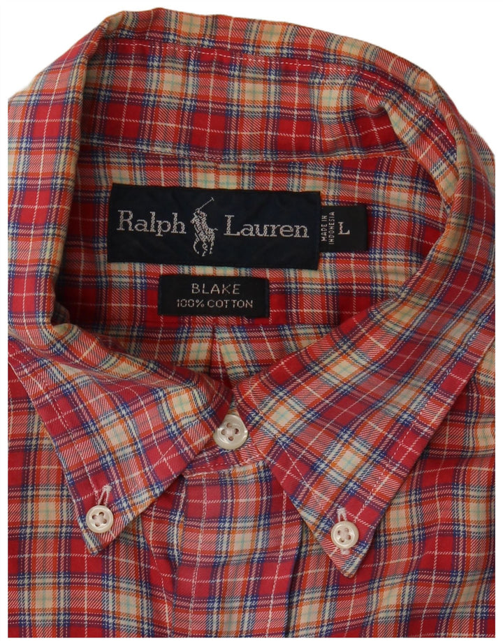 RALPH LAUREN Herre Blake Loose Fit Flanellskjorte Stor rød ternet bomuld
