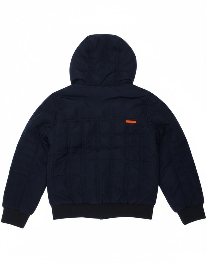 DKNY Boys Hooded Padded Jacket 7-8 Years Navy Blue Polyester