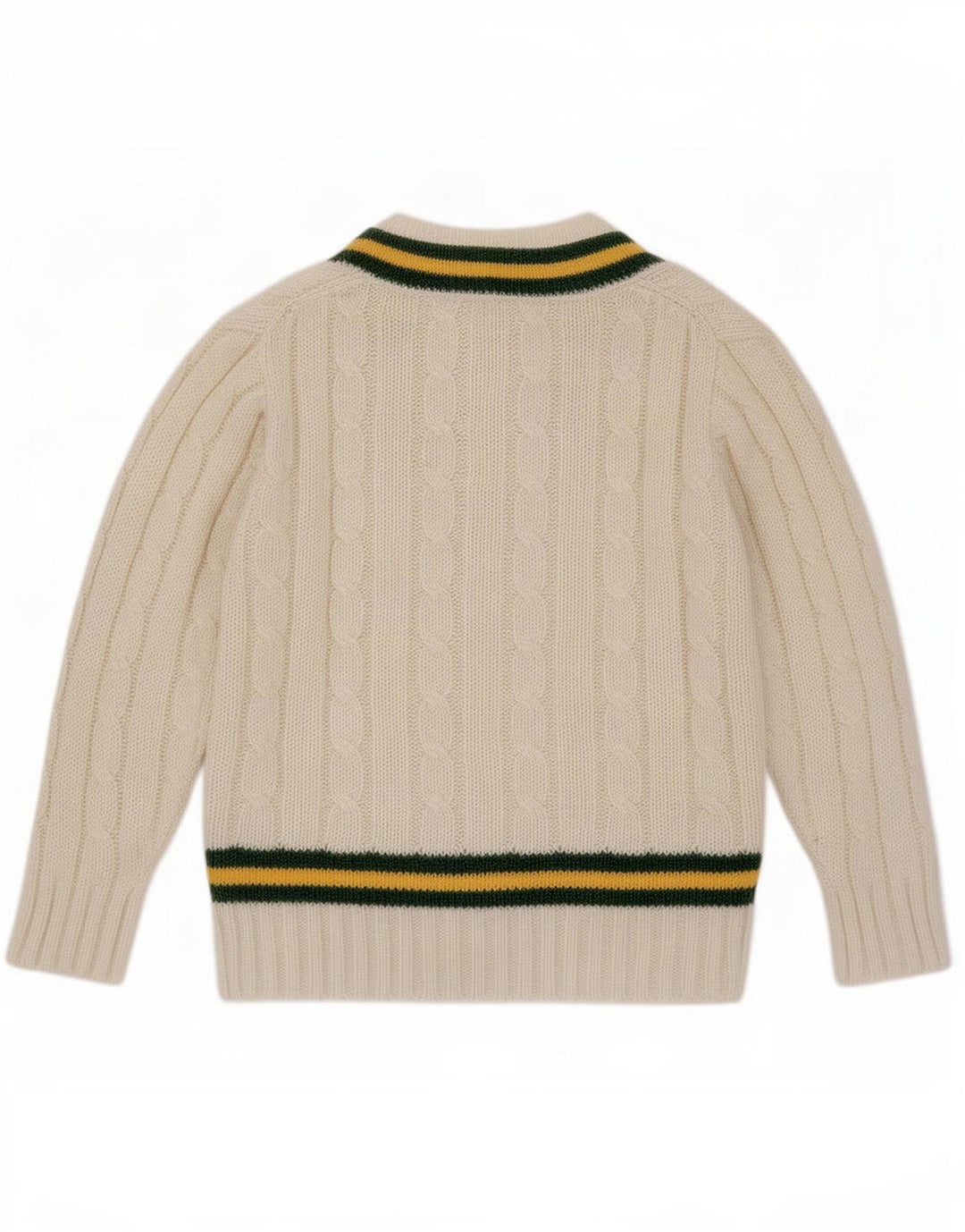 Vintage herre V-hals sweater mellem hvid stribet akryl