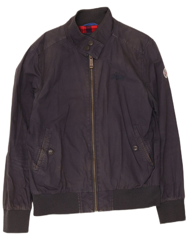 Superdry Bomberjakke til mænd UK 42 XL marineblå bomuld