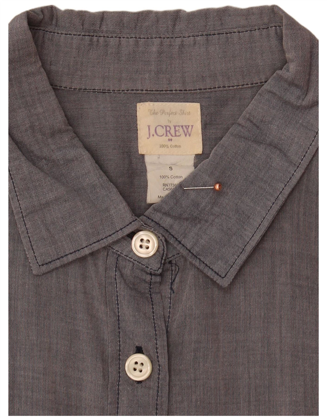 J. CREW Womens Shirt UK 10 Small Grey Cotton