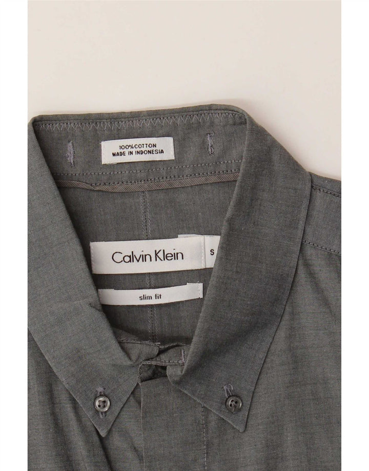 Calvin Klein Kortærmet Slim Fit-skjorte til mænd, lille grå bomuld