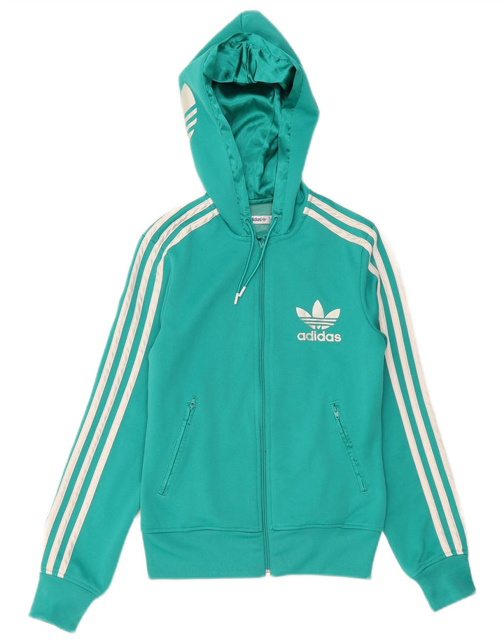 Adidas Dame hættetræningsdragt Topjakke UK 8 Lille turkis polyester