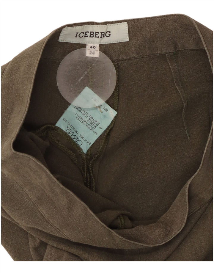 ICEBERG Dame Højtaljede Casual Bukser IT 40 Small W24 L27 Khaki