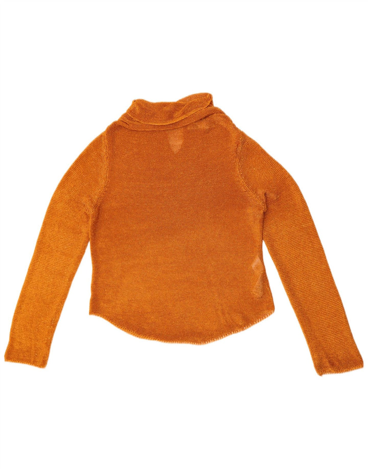 Zara Womens Crop Se Through Top Langærmet UK 12 Medium Orange Viscose