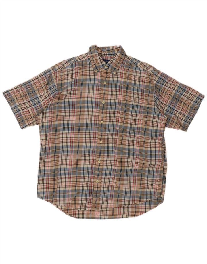 J. CREW Kortærmet herreskjorte Medium flerfarvet ternet bomuld