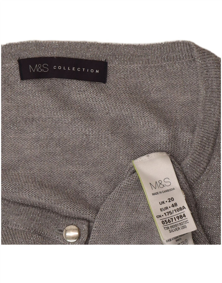 Marks & Spencer Dame Cardigan Sweater UK 20 2XL Grå Polyamid