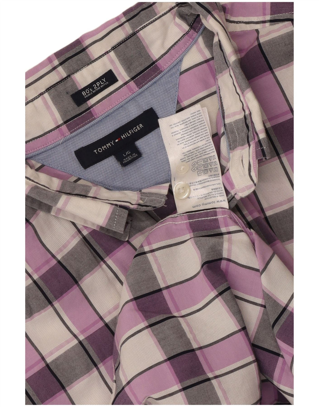 Tommy Hilfiger Herreskjorte Stor lilla ternet bomuld 80'erne