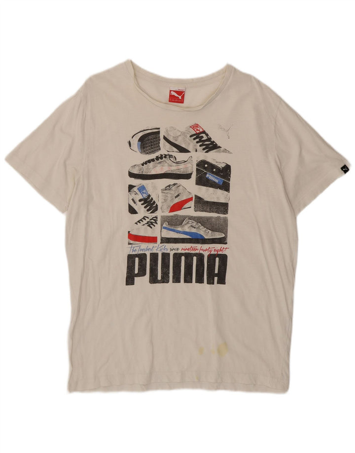 Puma Herre Grafisk T-Shirt Top XL Hvid