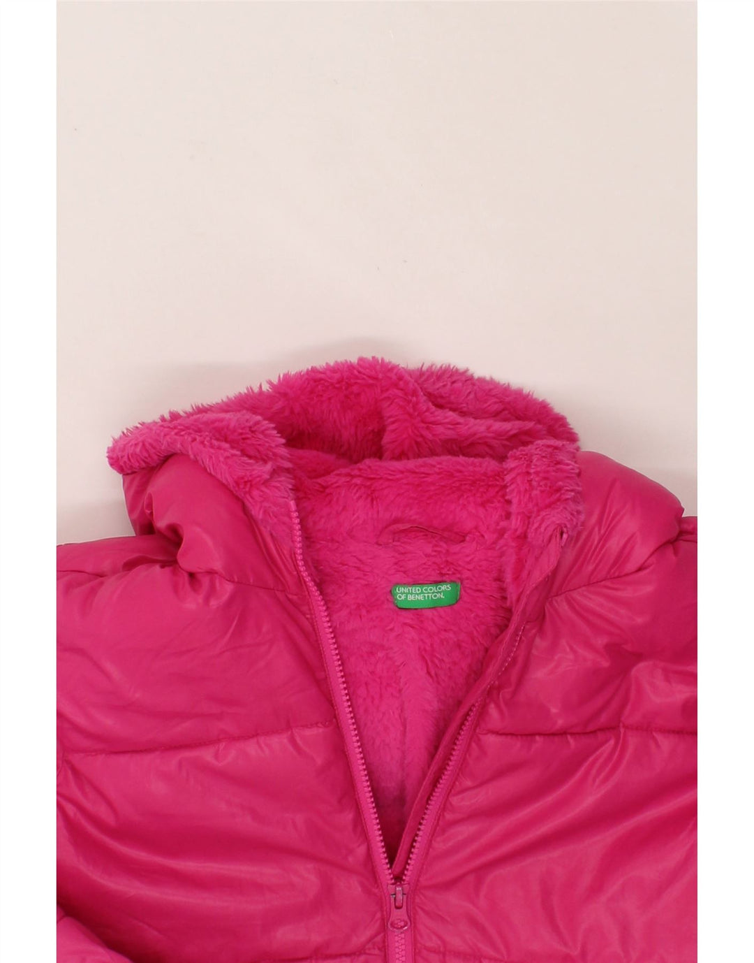 BENETTON Girls Hooded Padded Jacket 9-10 Years Pink Vintage Benetton and Second-Hand Benetton from Messina Hembry 