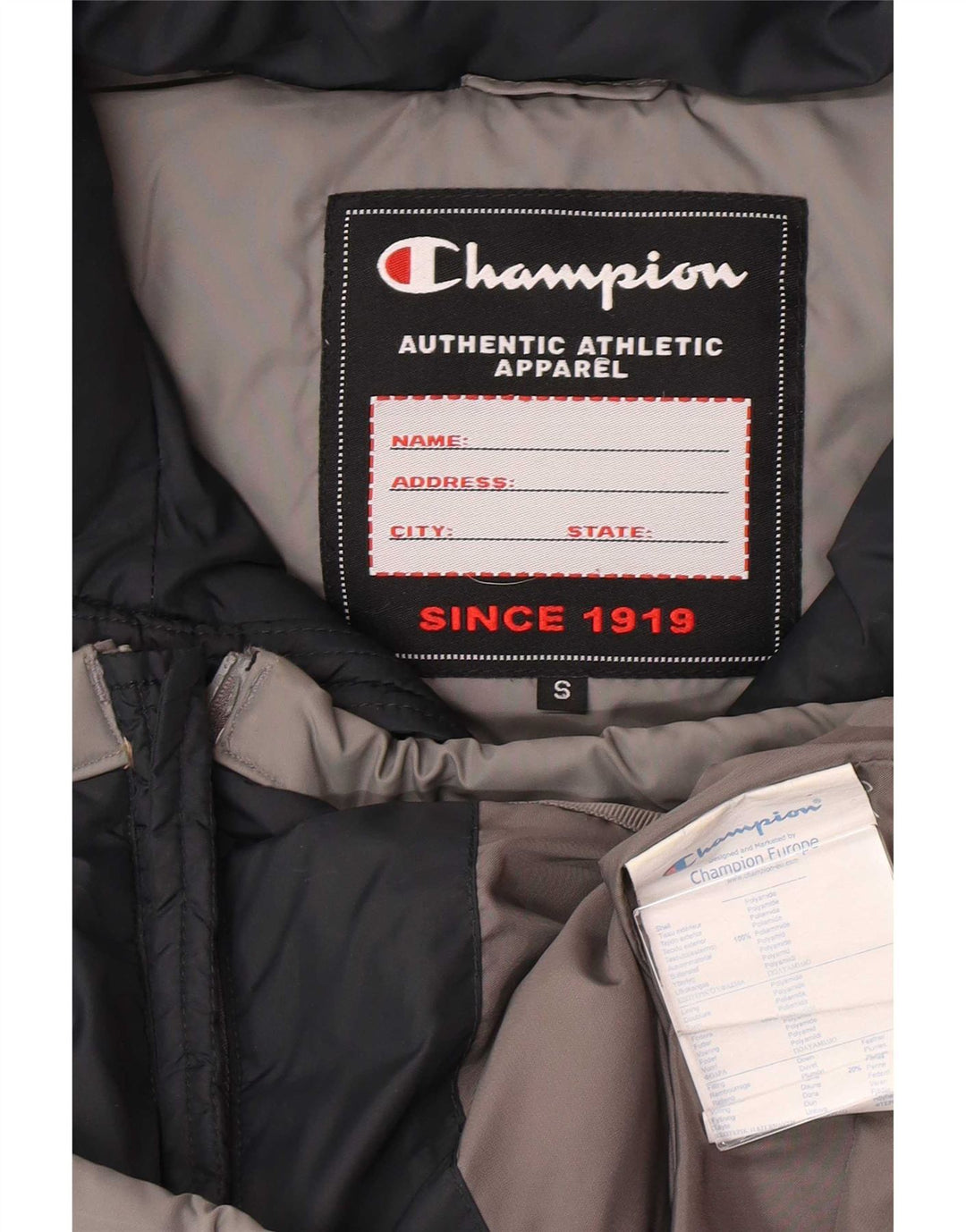 Champion Herre Oversized polstret jakke UK 10 Small Grey Colourblock
