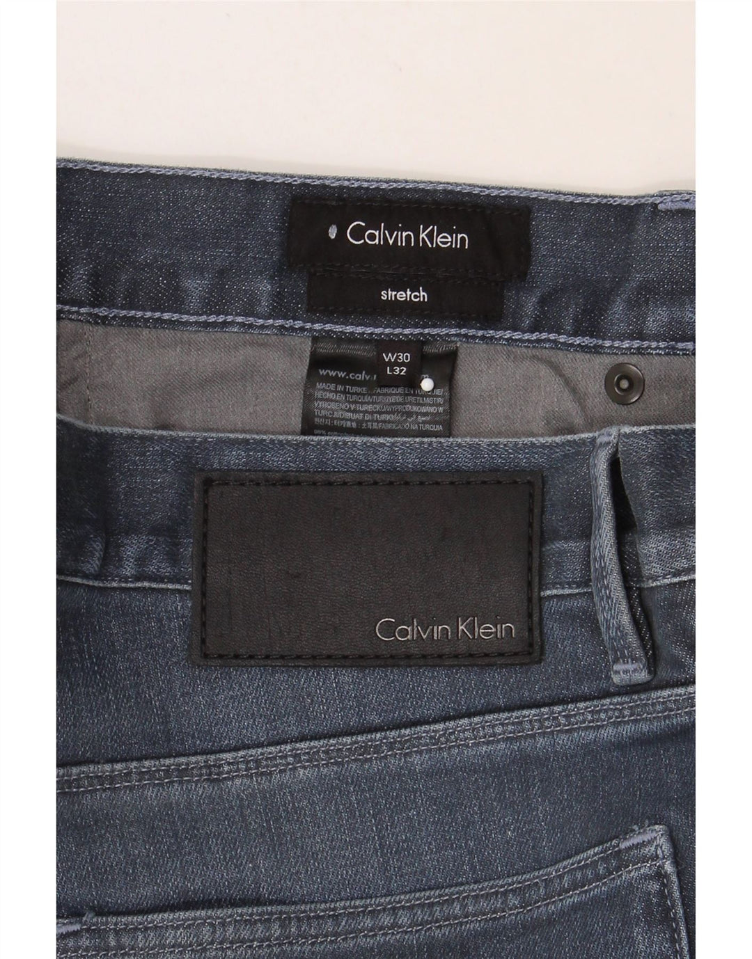 CALVIN KLEIN Mens Stretch Slim Jeans W30 L32 Navy Blue Cotton Vintage Calvin Klein and Second-Hand Calvin Klein from Messina Hembry 