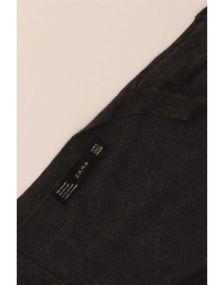 Zara Dame Cardigan Sweater UK 14 Stor Grå Rayon