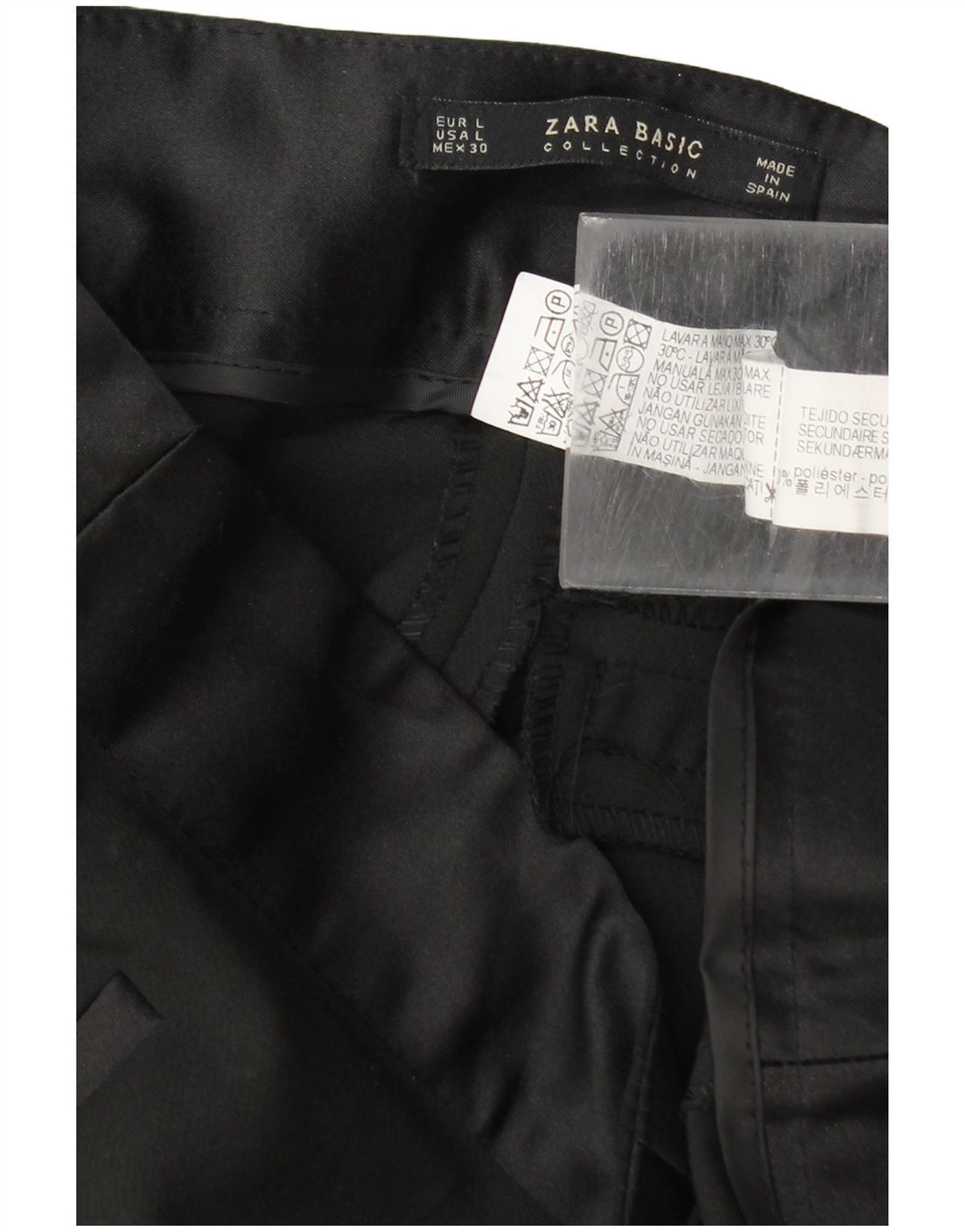 Zara Dame Slim Casual Bukser Large W30 L29 Sort Polyester