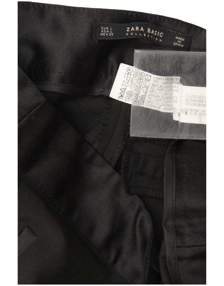 Zara Dame Slim Casual Bukser Large W30 L29 Sort Polyester