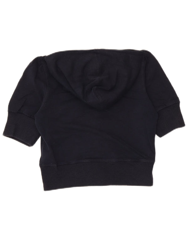 Ralph Lauren Womens Short Sleeve Hooded Crop Top UK 12 Medium Navy Blue