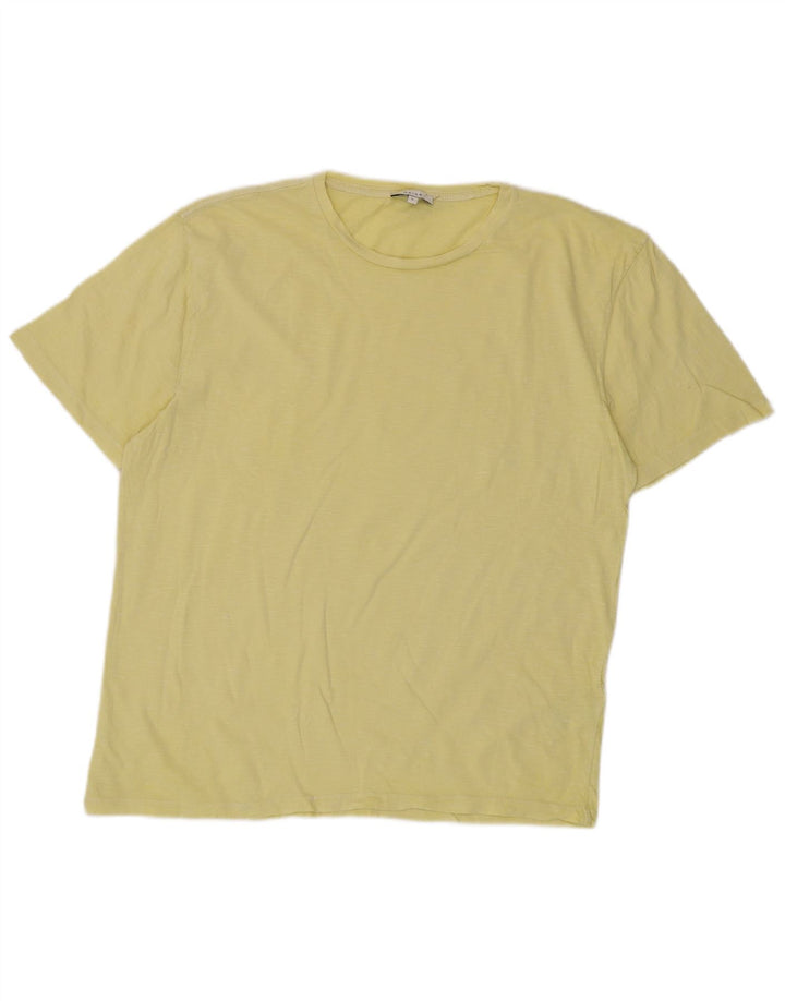 Reiss Herre T-Shirt Top Stor Gul Bomuld