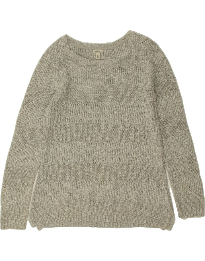 L.L.BEAN Womens Boat Neck Jumper Sweater UK 14 Medium Grey Cotton Vintage L.L.Bean and Second-Hand L.L.Bean from Messina Hembry 