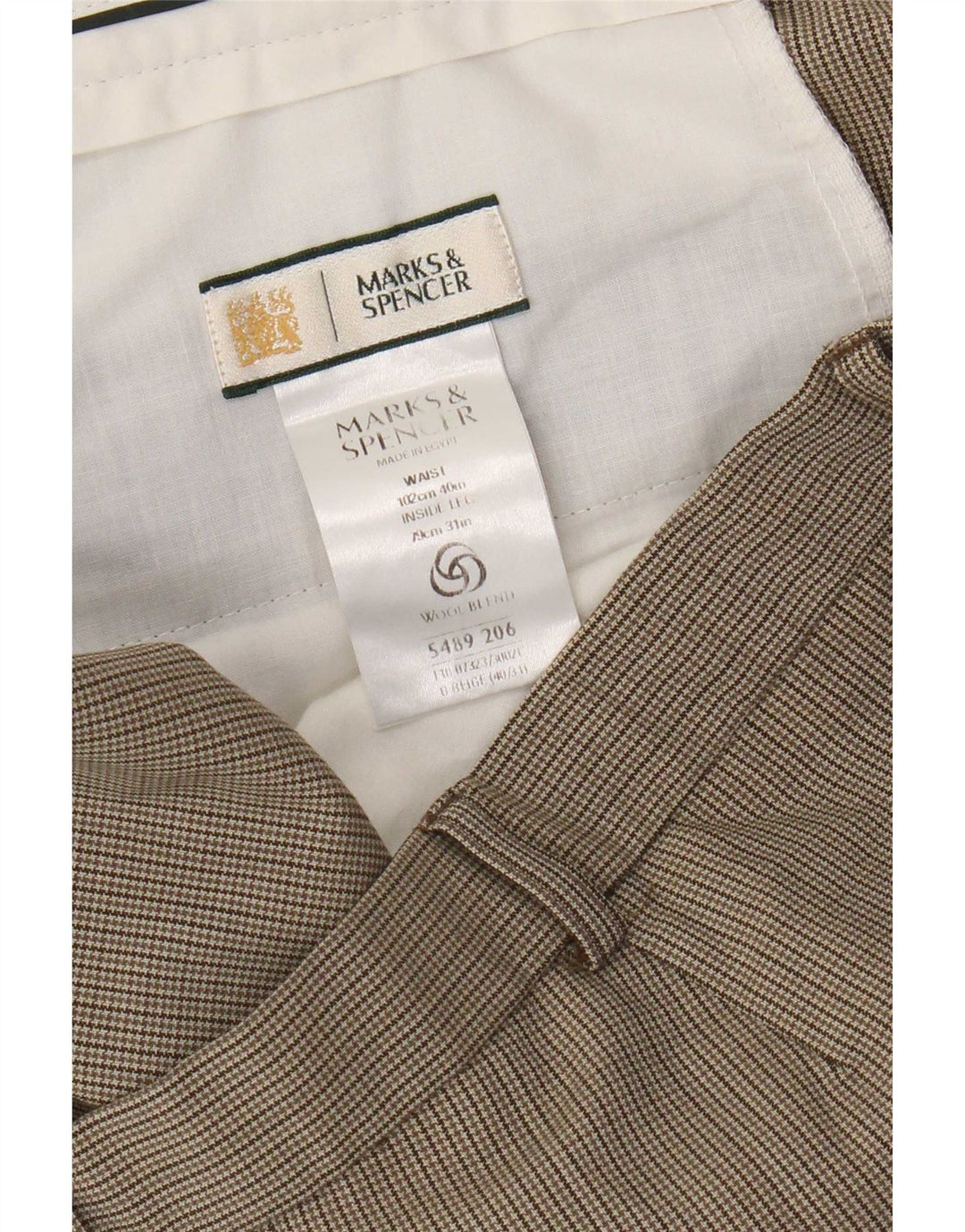 Marks & Spencer Lige jakkesæt til mænd W40 L31 Beige Houndstooth