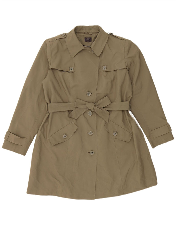Marks & Spencer Trench Coat til kvinder UK 20 2XL Khaki Polyester
