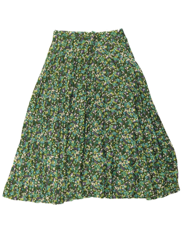Vintage Dame A-Line nederdel IT 42 Medium Grøn Blomster