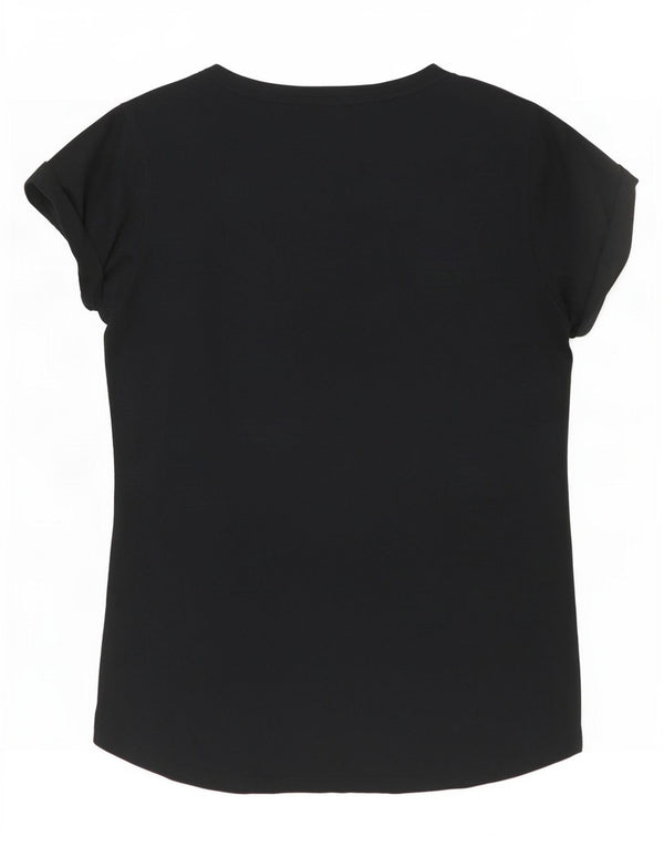 Nike Dame Slim Fit Grafisk T-Shirt Top UK 14 Stor Sort Bomuld