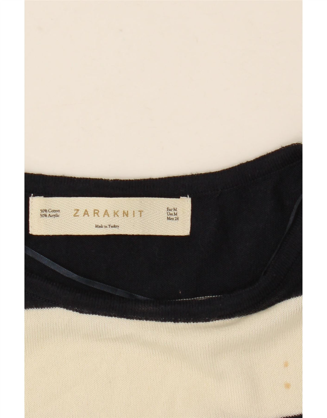 Zara Dame Oversized 1/2 ærmet bluse Top UK 12 Mellem hvid stribet