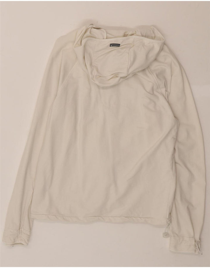 SUPERGA Womens Zip Hoodie Sweater UK 14 Medium Off White Cotton Vintage Superga and Second-Hand Superga from Messina Hembry 