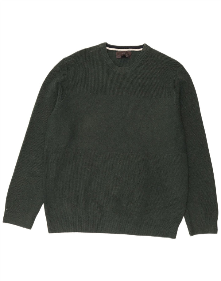 Marks & Spencer Herre sweater med rund hals XL Grøn polyester