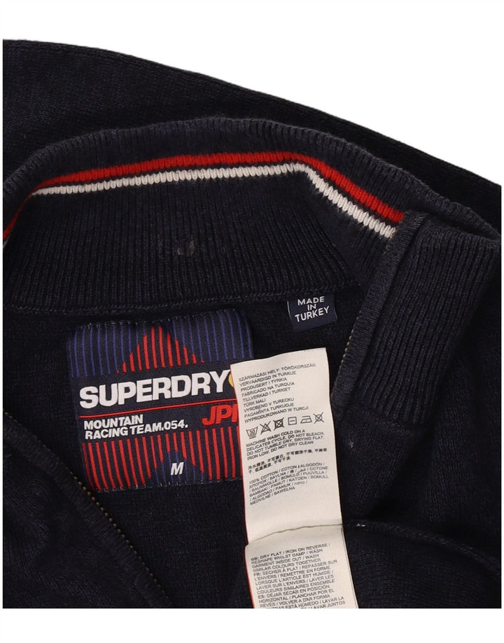 Superdry sweater med lynlås til mænd mellem marineblå bomuld