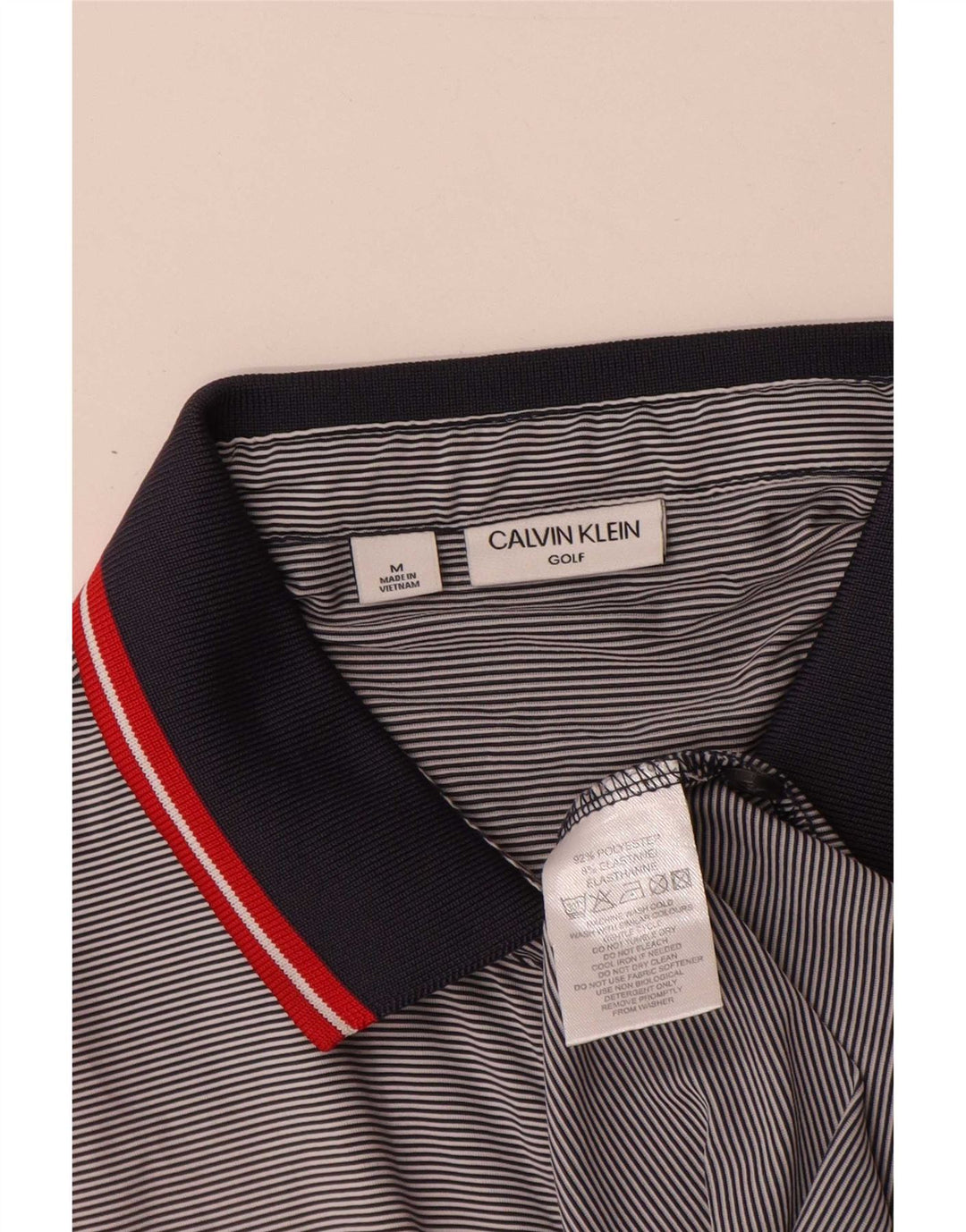Calvin Klein herre poloshirt mellemgrå nålestribet polyester