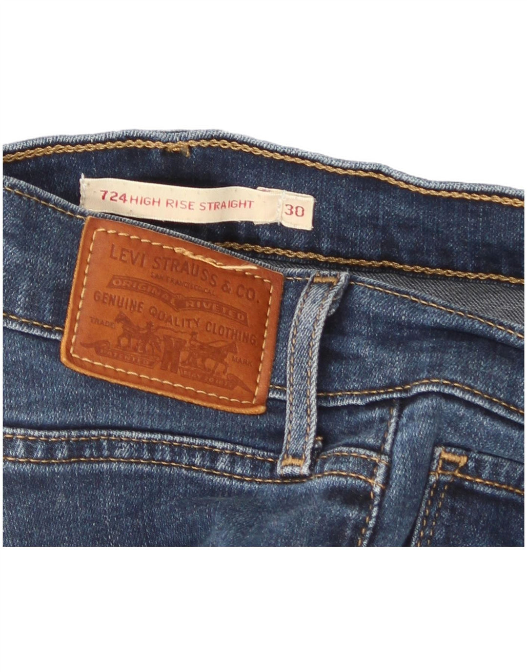 Levi's Womens 724 Højtaljede lige jeans W30 L30 Blå