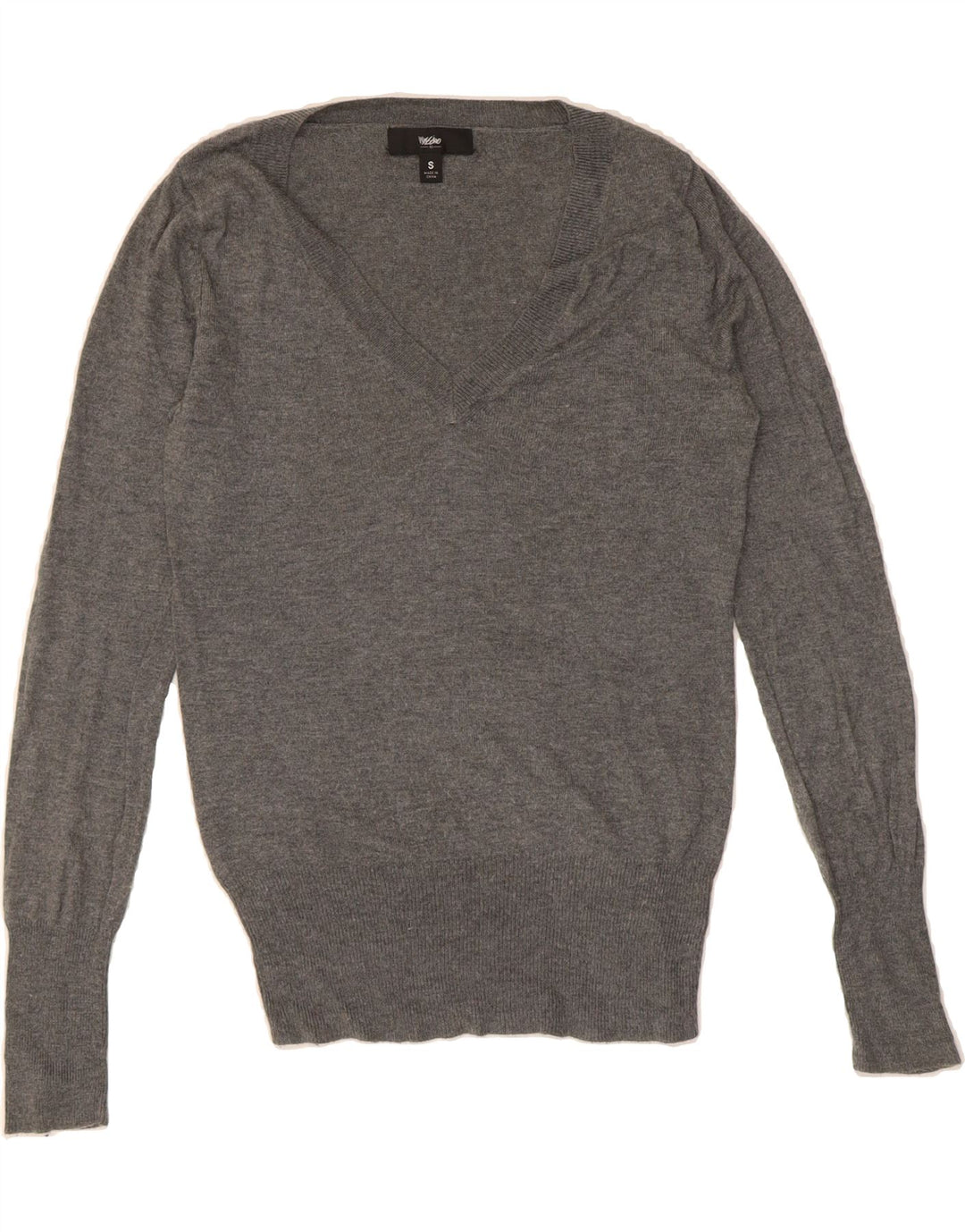 MOSSIMO Womens V-Neck Jumper Sweater UK 10 Small Grey Nylon Vintage Mossimo and Second-Hand Mossimo from Messina Hembry 