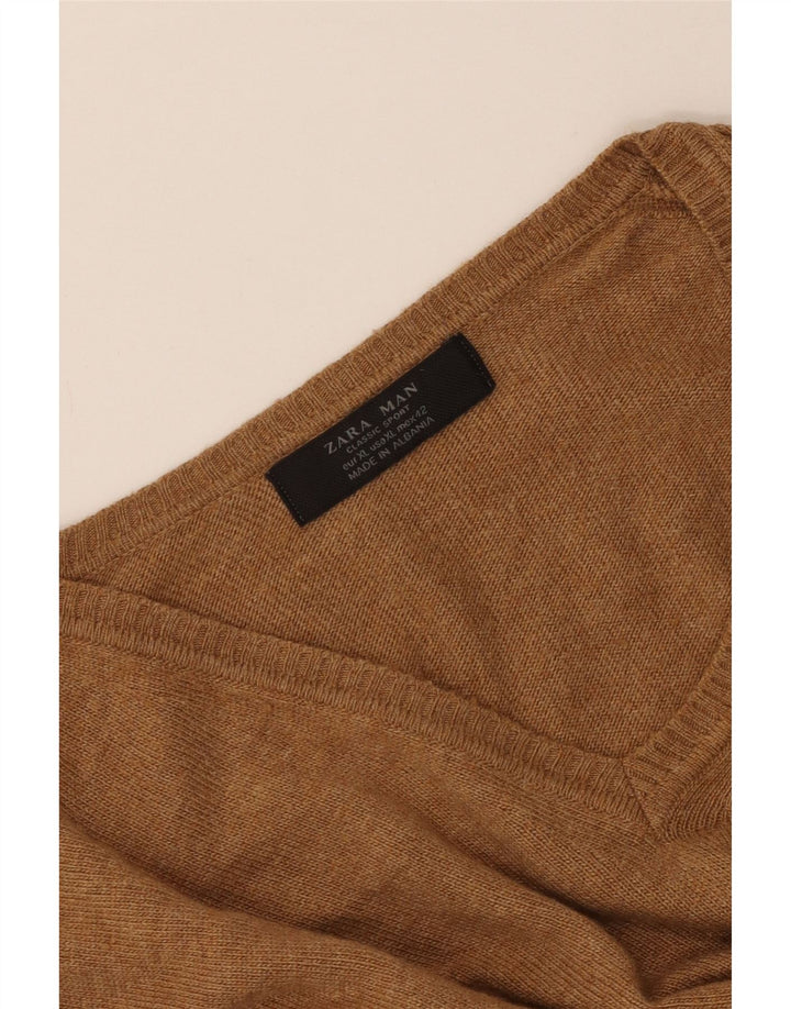 ZARA Herre V-hals sweater XL Brun