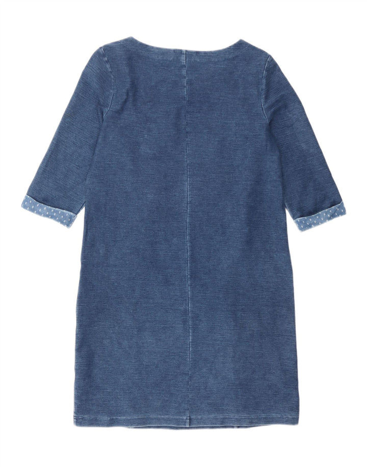 White Stuff Womens 3/4-ærmet Skedekjole UK 14 Medium Blue Cotton