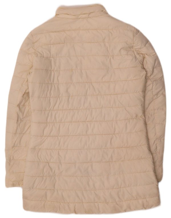Zara Womens Polstret Frakke UK 10 Small Off White Polyester