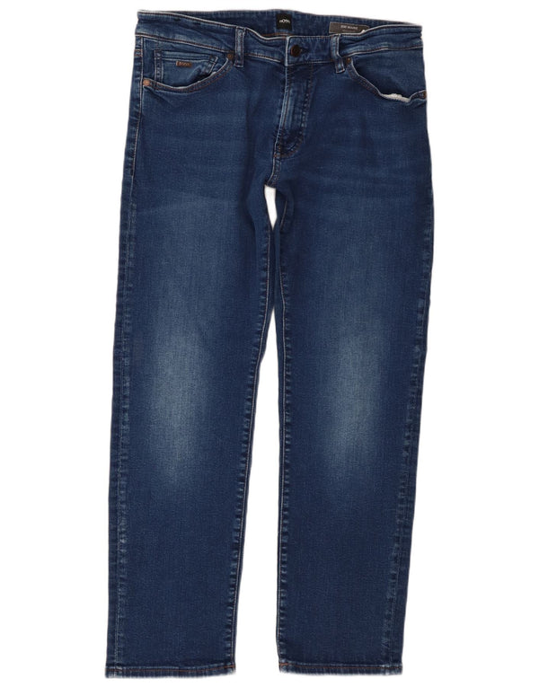 Hugo Boss Herre Maine Regular Fit Straight Jeans W33 L30 Blå Bomuld