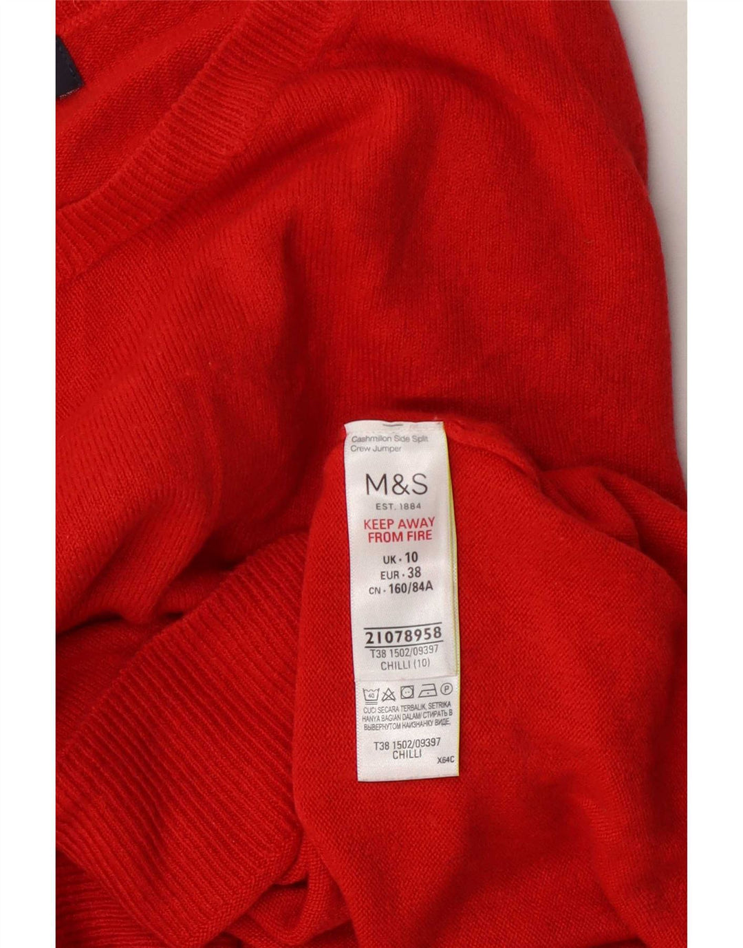 Marks & Spencer Dame sweater med rund hals DK 10 Lille rød akryl