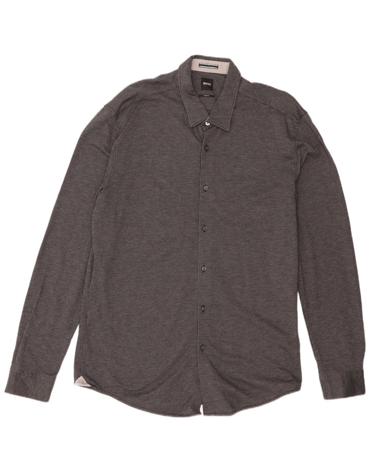 Hugo Boss Herre Slim Fit skjorte 2XL Sort Houndstooth