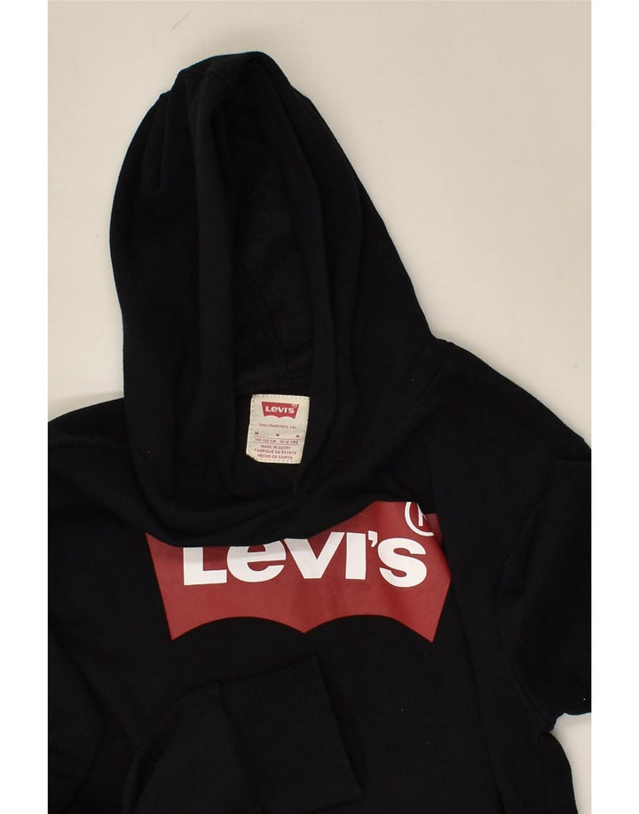 LEVI'S Boys Graphic Hoodie Jumper 10-11 Years Medium Black Cotton | Vintage Levi's | Thrift | Second-Hand Levi's | Used Clothing | Messina Hembry 