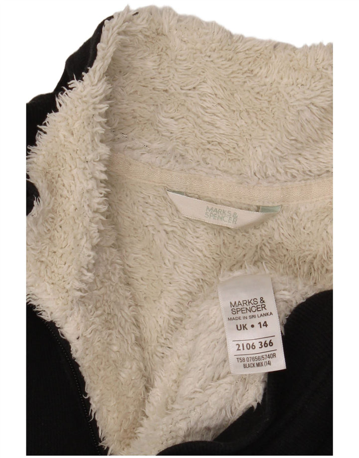 Marks & Spencer Dame Sherpa Træningsdragt Topjakke UK 14 Large Sort