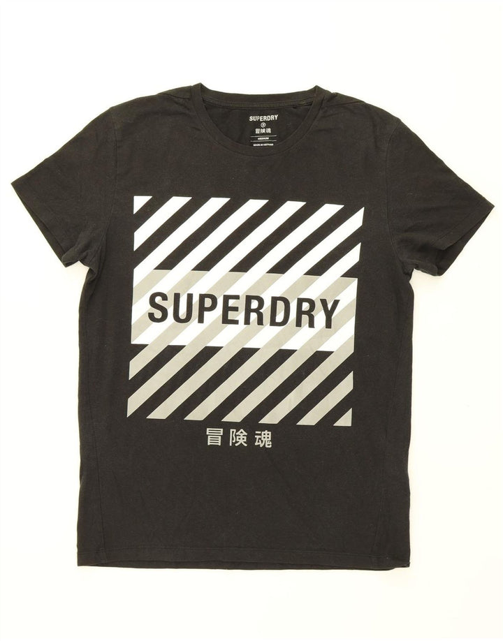 SUPERDRY Mens Graphic T-Shirt Top Medium Black Cotton Vintage Superdry and Second-Hand Superdry from Messina Hembry 