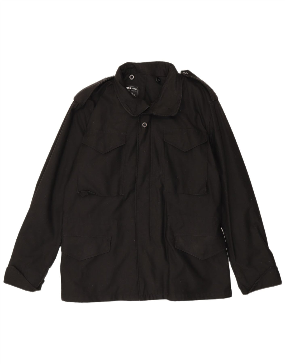 Vintage Herre Regular Fit Military Jacket UK 38 Medium Black Bomuld
