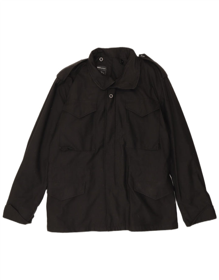 Vintage Herre Regular Fit Military Jacket UK 38 Medium Black Bomuld