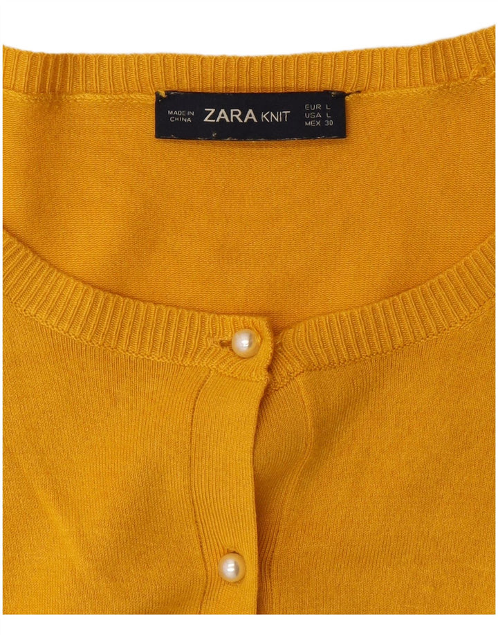 Zara Dame Cardigan Sweater UK 14 Stor Gul